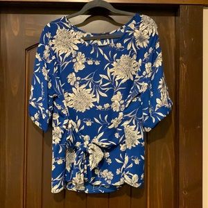 Blue and white blouse